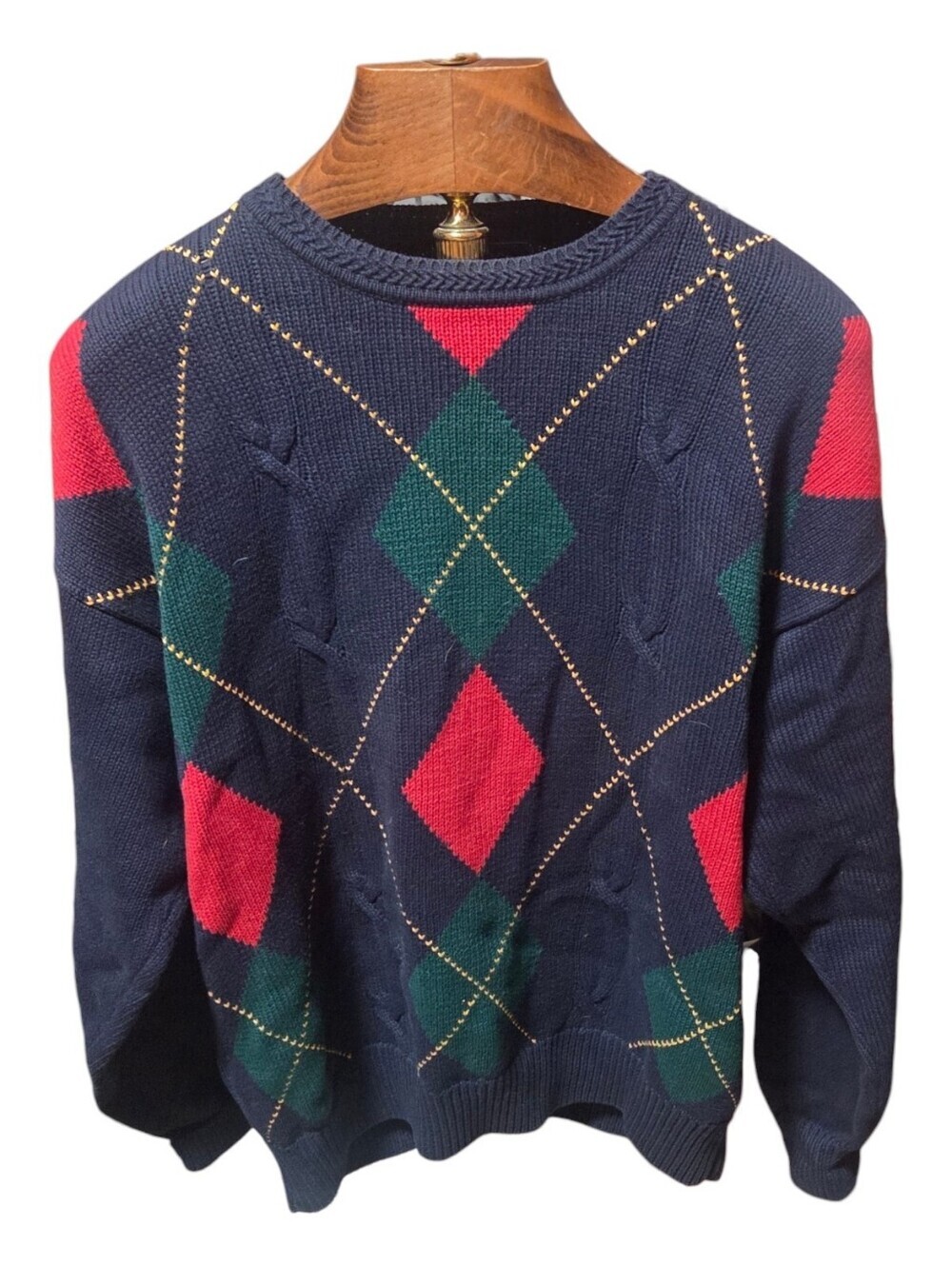 Vintage Woods & Gray Argyle Diamond Multicolor Crewneck Sweater Men's XL